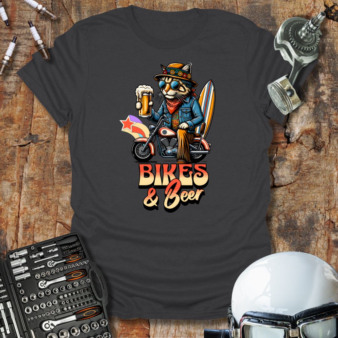 Bikes & Beer Cat T-Shirt