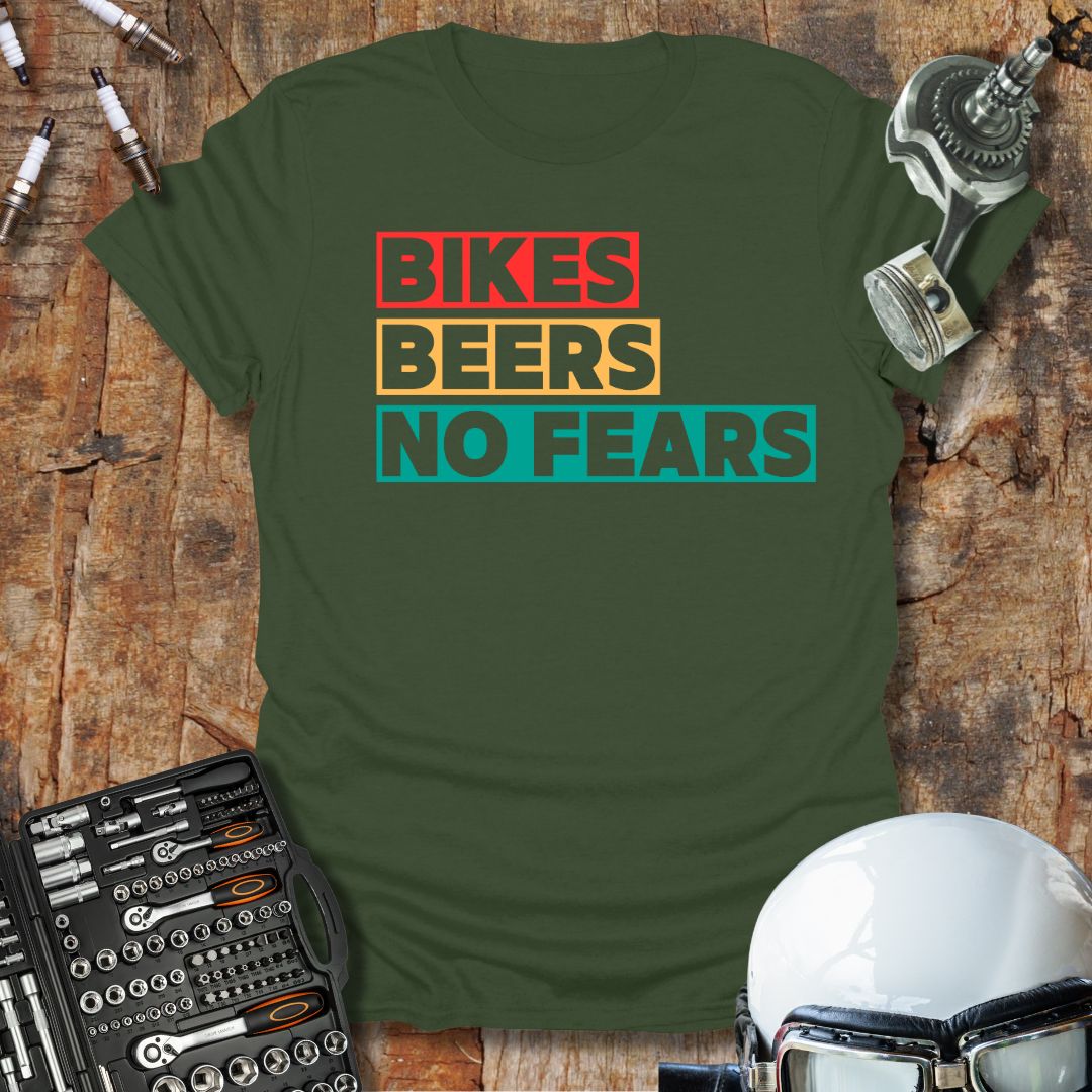 Bikes Beers No Fears (Txt) T-Shirt