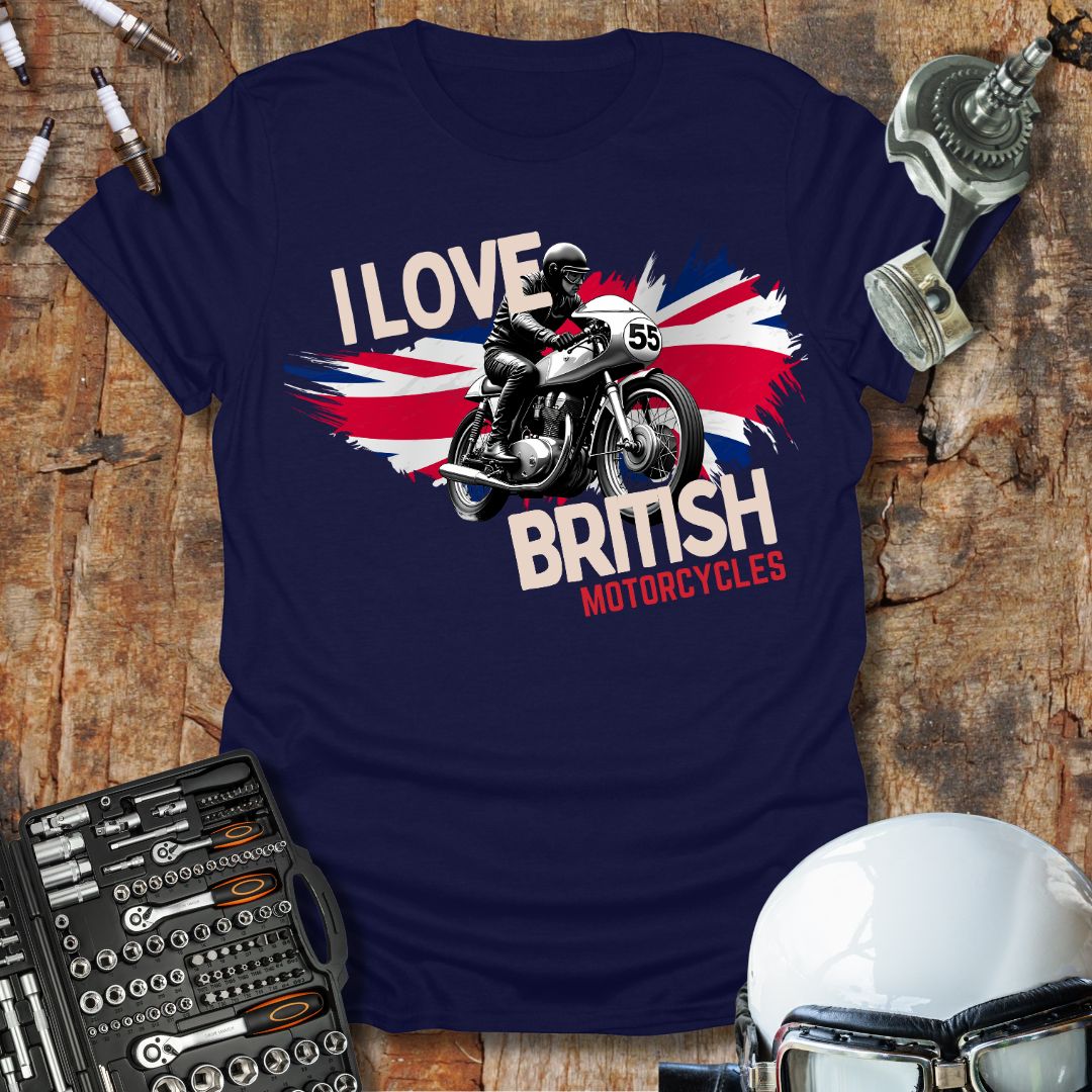 I Love British Bikes T-Shirt