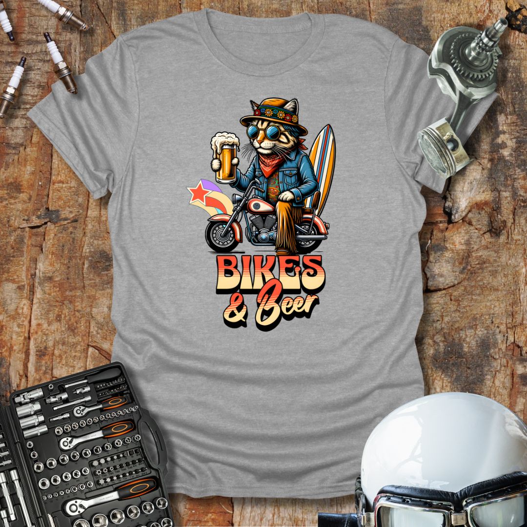 Bikes & Beer Cat T-Shirt