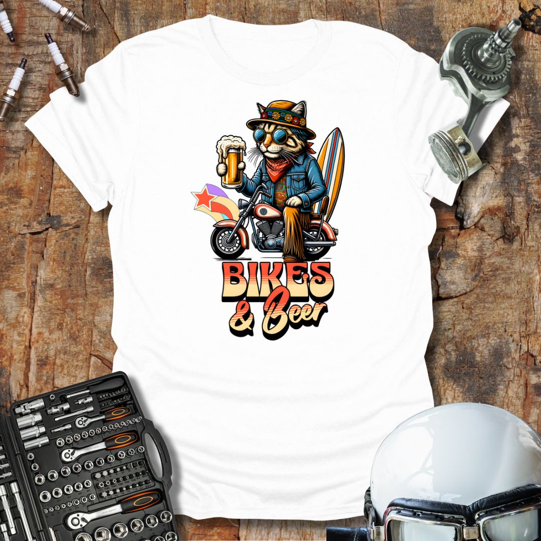 Bikes & Beer Cat T-Shirt