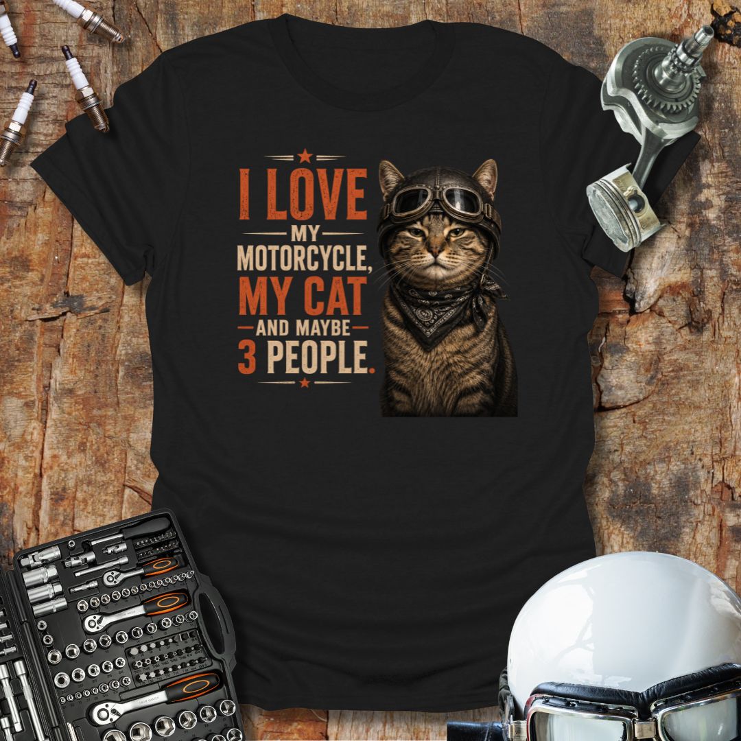 Love My Bike & Cat T-Shirt