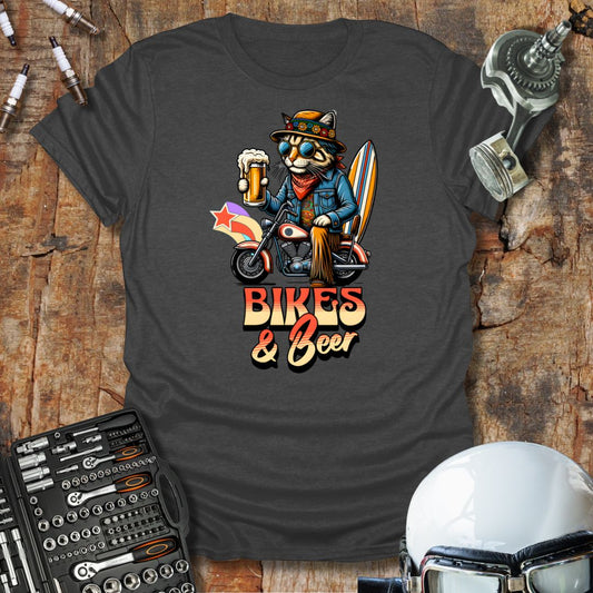Bikes & Beer Cat T-Shirt