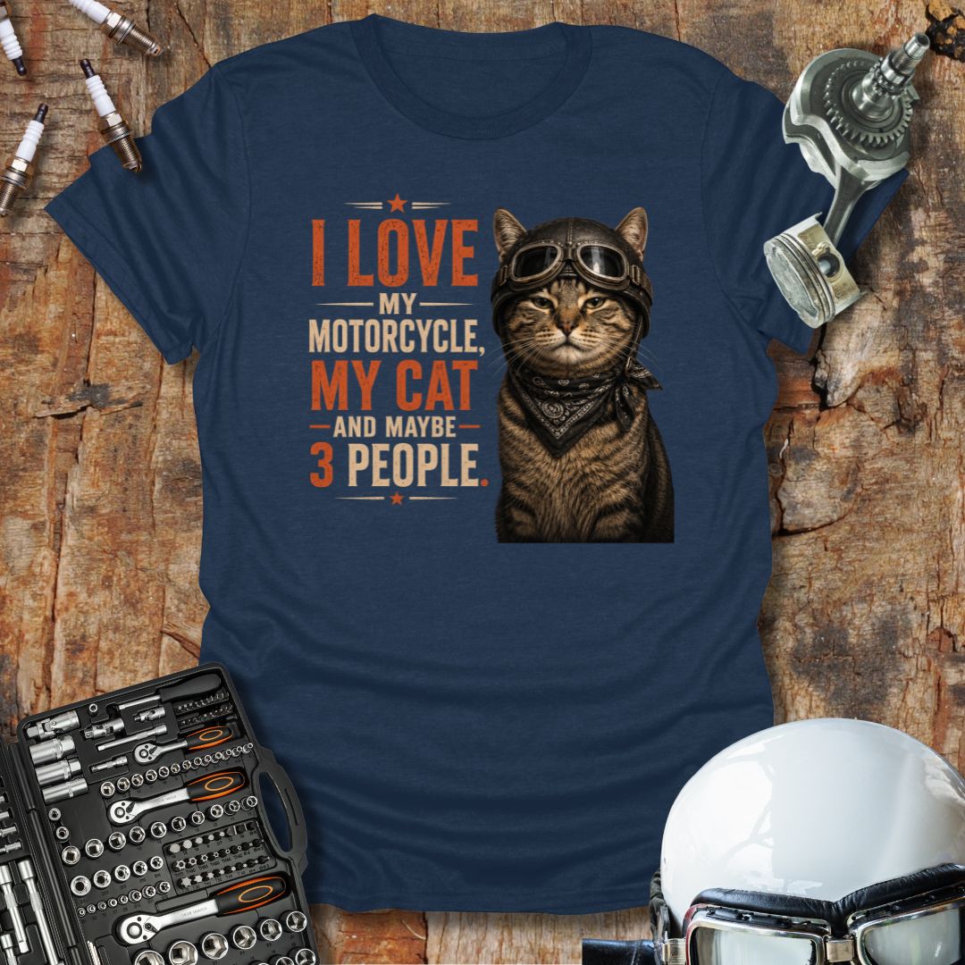 Love My Bike & Cat T-Shirt