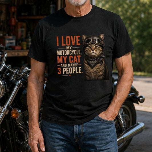 Love My Bike & Cat T-Shirt