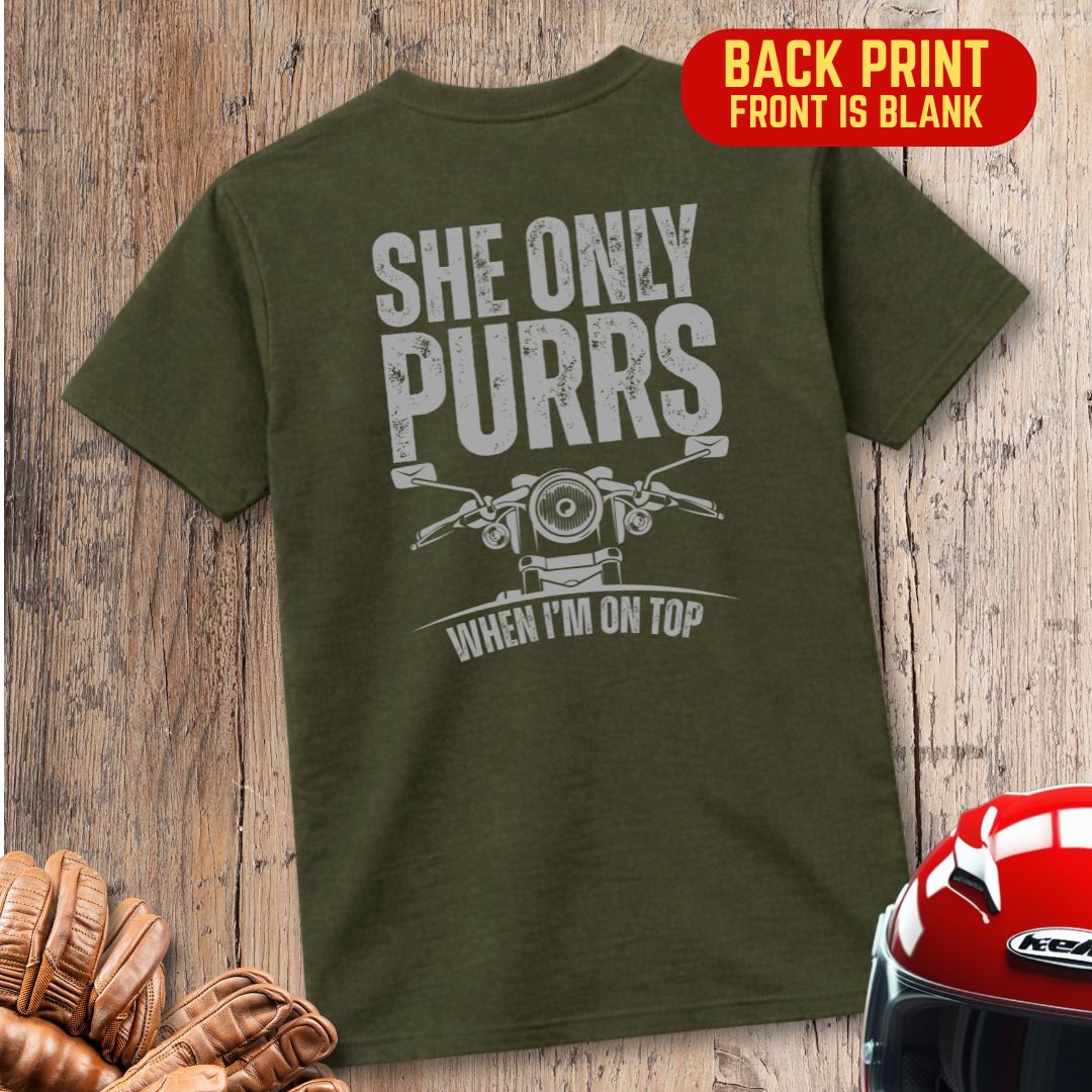 She Only Purrs (Back Print) T-Shirt