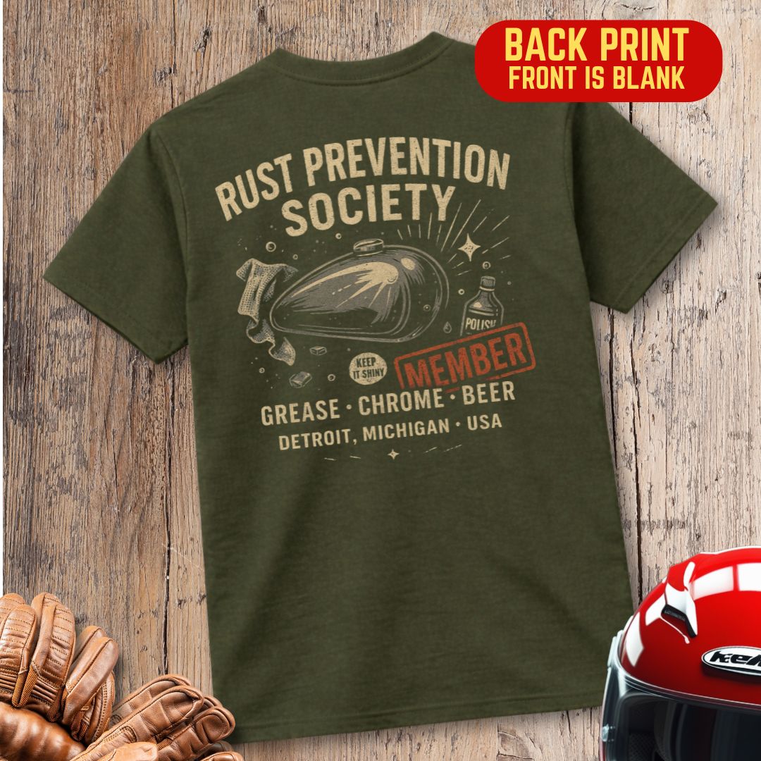 Rust Prevention Society Back Print T-Shirt