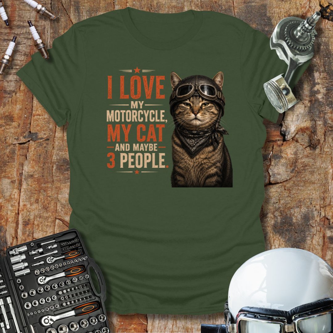 Love My Bike & Cat T-Shirt