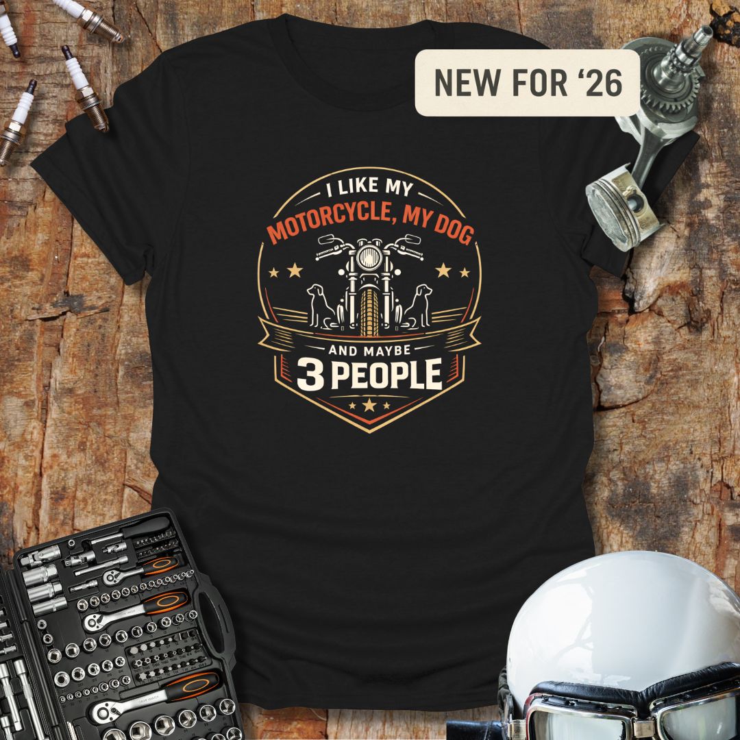 Motorcycle & Dog Badge T-Shirt