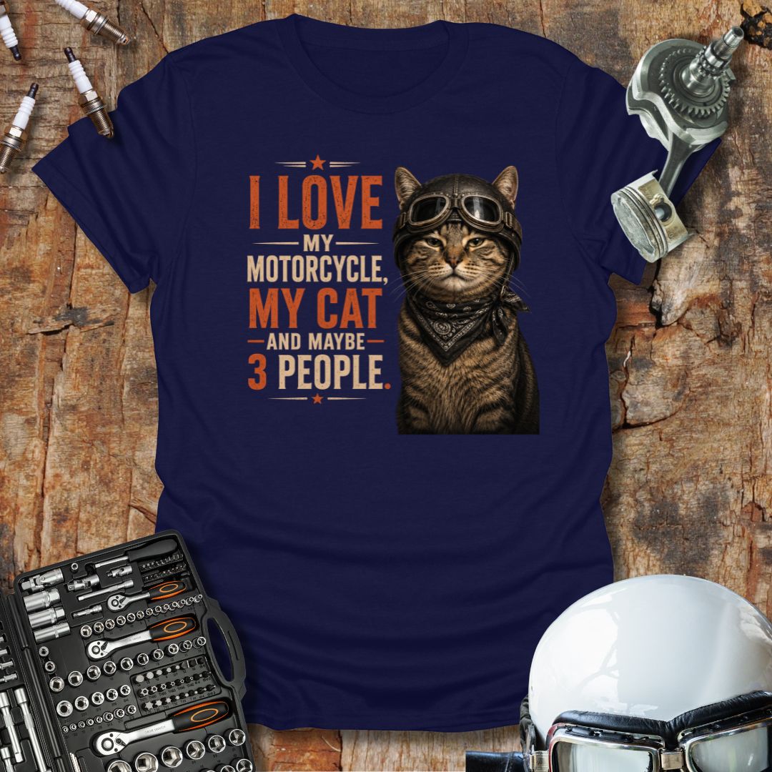 Love My Bike & Cat T-Shirt