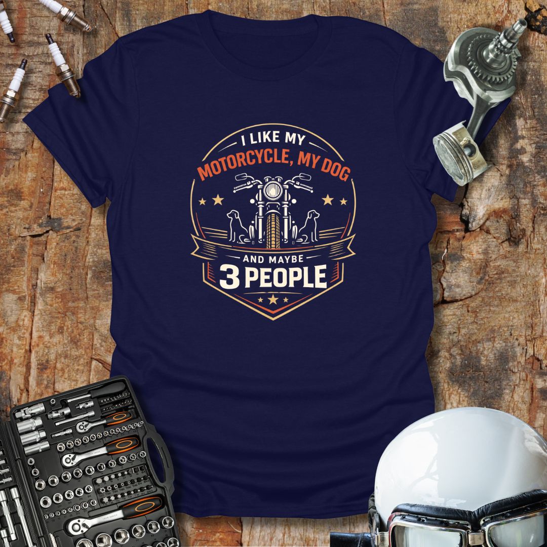 Motorcycle & Dog Badge T-Shirt